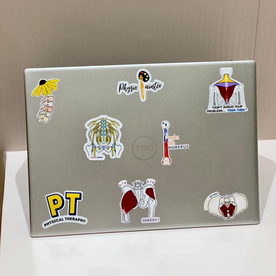 Premium Physio & Anatomy Vinyl Stickers Pack (15 Stickers)